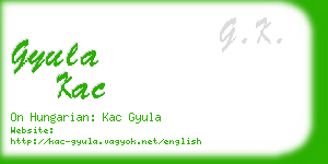 gyula kac business card